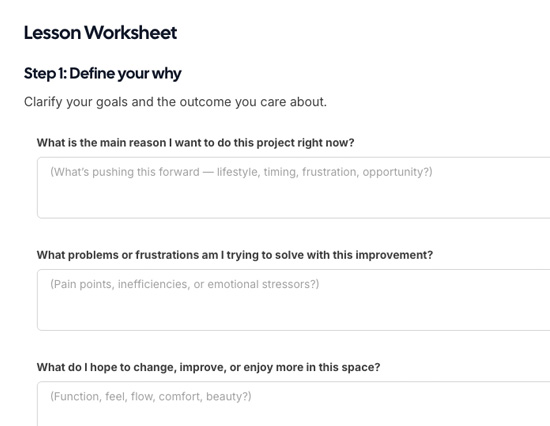 Course worksheets